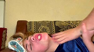 blonde teen pornstar gags on rough deepthroat cock. sloppy face fuck facial cumshot homemade