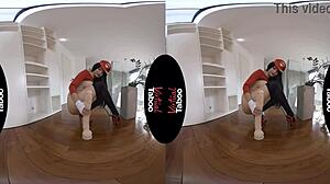 Shaved brunette bombshell takes taboo pov assfucking on big natural boobs