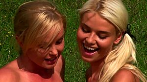 Caylian and Silvia Finger Shaved Pussies with Toys Outdoors
