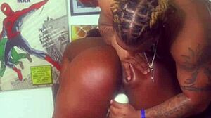 ebony bondage massage ends with big black cock creampie