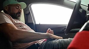 stopped car, whipped out dick, asked redhead for directions!