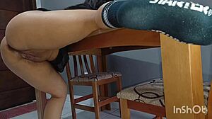 Check out this latina fingering her ass then riding it hard!