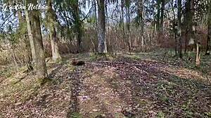 Shy Russian Neighbor's Slobbery Woods Blowjob