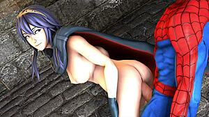 Lucina Rides Spider-Man's Cock In Wild Anal Blowjob Love