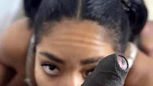 pov homemade blowjob from ebony stepsis on stepbro bbc