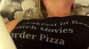 Blonde teases shaved pussy to vibrator bliss