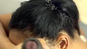 pov homemade blowjob from ebony stepsis on stepbro bbc