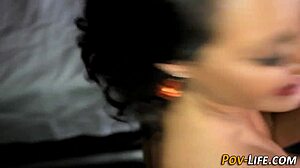 POV Latina Swallows Huge Monster Cock Load