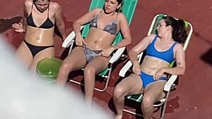 Vecinas sunbathing on terrace part 2 voyeur peek.