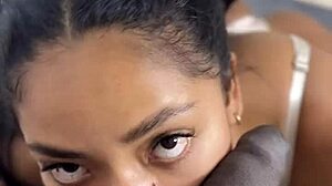 pov homemade blowjob from ebony stepsis on stepbro bbc