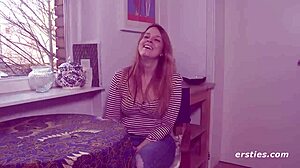 german tattooed babe in heels fingers shaved pussy and clit solo