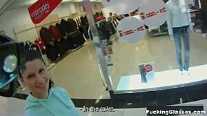 mazy teen glasses slut fucked public restroom. blowjob doggystyle orgasm cumshot outdoor