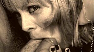 vintage retro clip shows one hairy mouth handling two cocks in bisexual threesome