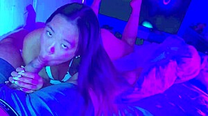 big booty asian deepthroats monster cock then rides pov cum in mouth