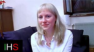 blonde milf light eyes rides cock then takes anal cumshot on belly