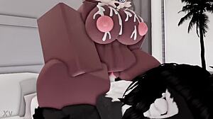 hot furry roblox girl bends over for doggystyle pounding and creampie moaning wildly