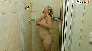 madrasta catches adoptive son jerking off in shower and fucks him bareback