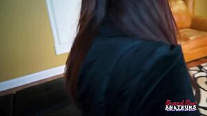 Busty brunette brooke deepthroats cock before doggystyle pussy pounding