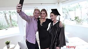 stepson gets mommy kenzie taylor's big tits pussy ride as graduation gift!