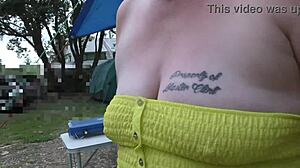 trashy kiwi milf flashes pussy at holiday park publicly