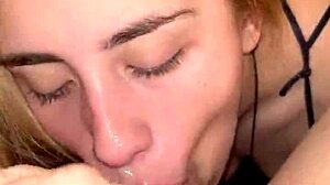 pretty face chokes on rough sloppy deepthroat ball licking domination