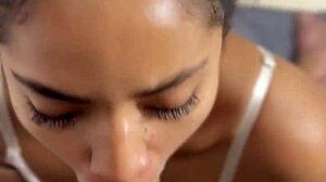 pov homemade blowjob from ebony stepsis on stepbro bbc