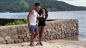 black couple picks up beach stranger bruninha for home threesome fun