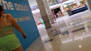 yo check this trashy milf slut flashing her pierced pussy on busy streets