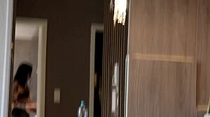 hey, this tattooed cheerleader babe teases her skirt pussy in bathroom