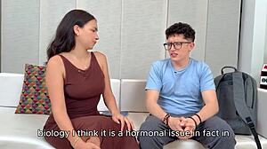 tutora colombiana's huge natural tits bounced by nerd's monster cock