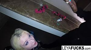 Snowy street hooker anally pleases pimp with big tits and ass