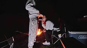 wife sneaks hardcore doggystyle pounding at crowded campsite