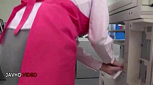 asian office milf chihiro akino kneels for intense bj then begs creamy load at work