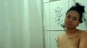 latina teen pornstar fingers pussy orgasms in steamy shower