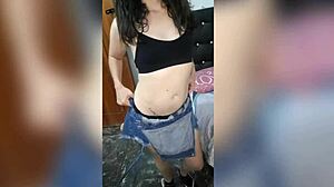 Trying red lingerie on my small tits ass whats your fave color