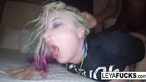 Snowy street hooker anally pleases pimp with big tits and ass