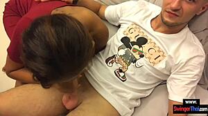 Asian Amateur Girlfriend Delivers Blowjob Handjob POV Climax