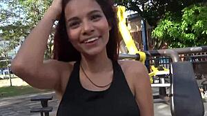 Petite latina teen spreads legs wide for sugardaddy's monster cock pov