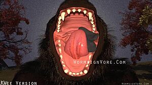 Werewolf Monster Cock Swallows Barefoot Cocktail Waitress Feet