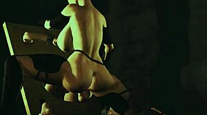 bdsm anal slave with big tits cuffed tight gets roughly fucked by horny shemale futanari