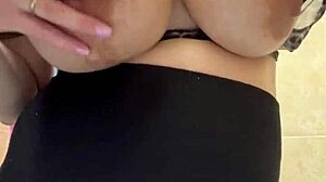 Slut Stepmom Flashes Big Milky Tits in Shower Masturbation