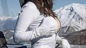 Weekend Ski Resort Adventure: AI Illustrated Leather Catsuit Jerk-Off Fantasy in Snow