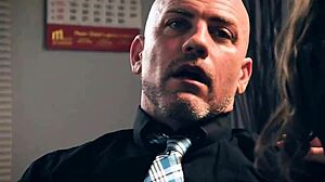 pervy boss bends busty secretary over desk while wife phones office