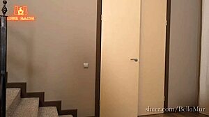 imagine that horny married couple ripping clothes for doggystyle on house stairs quickie