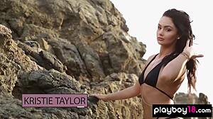 Cute Kristie Taylor Strips Bikini Beach Tease