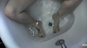 Busty lesbos hit bathroom for dildo pussy feast 😈👅🍆💦