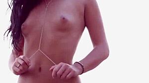 Cute Kristie Taylor Strips Bikini Beach Tease