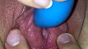 she grabs her vibrator and masturbates until she cums hard pov