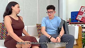 tutora colombiana's huge natural tits bounced by nerd's monster cock