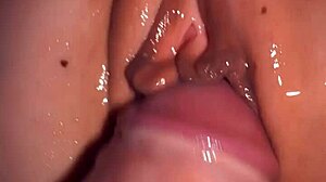dick thrusts cum from dripping wet pussy